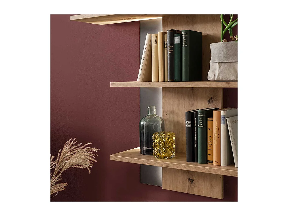 Wandhängeregal in Eiche Optik und Anthrazit 95 cm breit