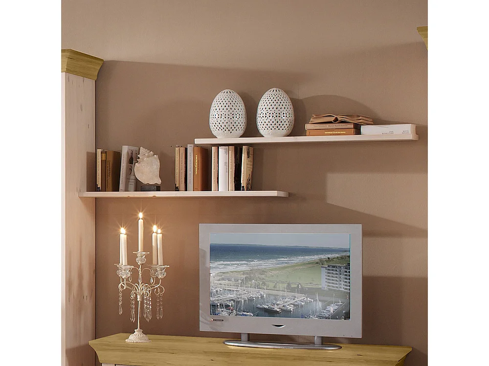 Wandboard Set in Weiß Kiefer Massivholz (2er Set)