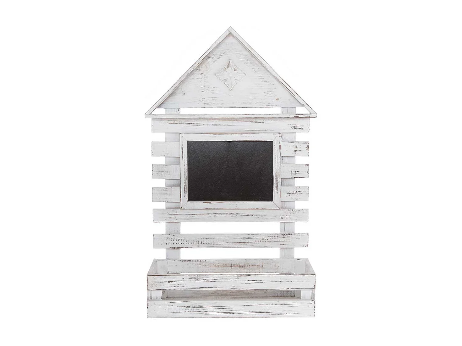 Shabby Holzregal mit Tafel in Antikweiß Tanne Massivholz