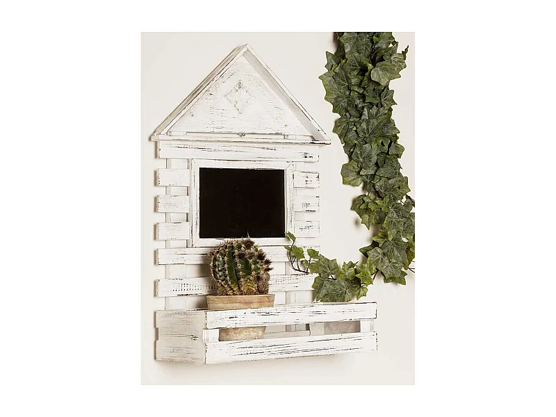 Shabby Holzregal mit Tafel in Antikweiß Tanne Massivholz