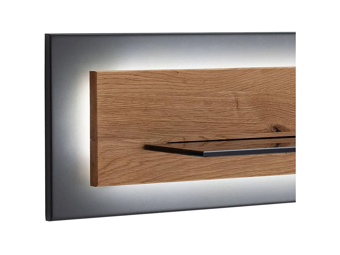 Wandregal Hängeregal mit LED Beleuchtung in Wildeichefarben