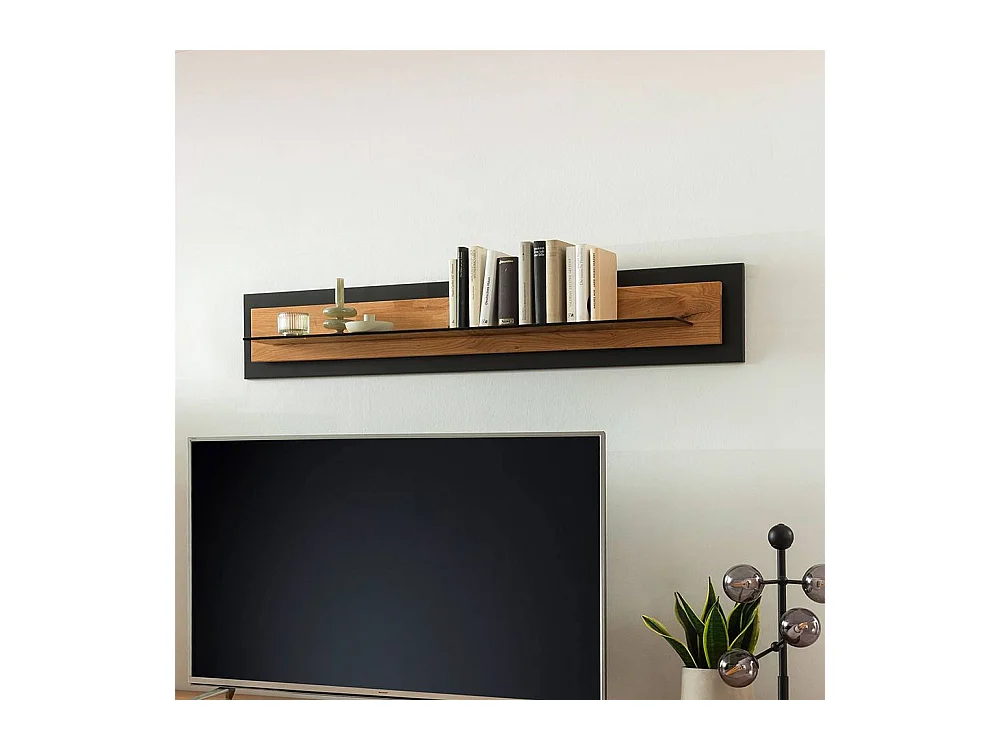 Wandregal Hängeregal mit LED Beleuchtung in Wildeichefarben