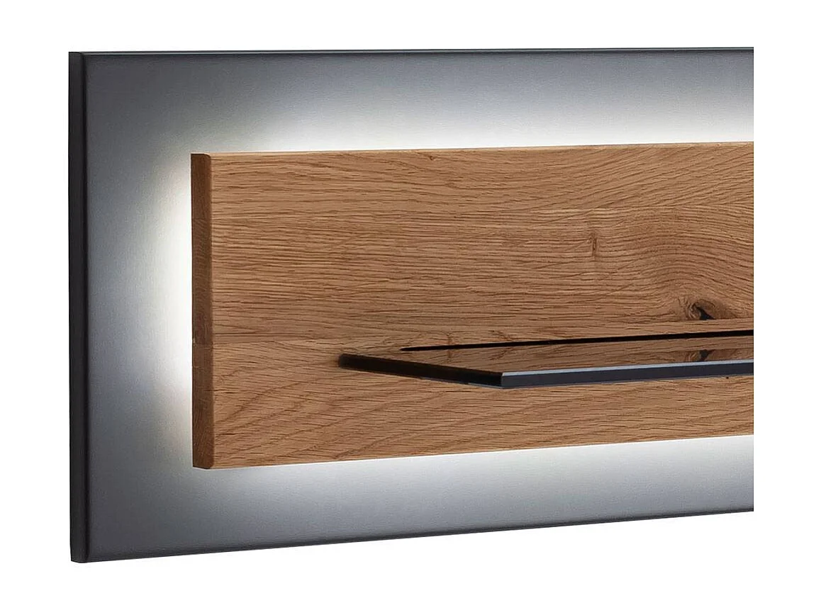 Wandregal Hängeregal mit LED Beleuchtung in Wildeichefarben