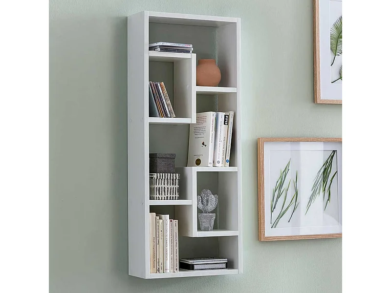 Wandregal weiss in modernem Design 90 cm hoch - 36 cm breit