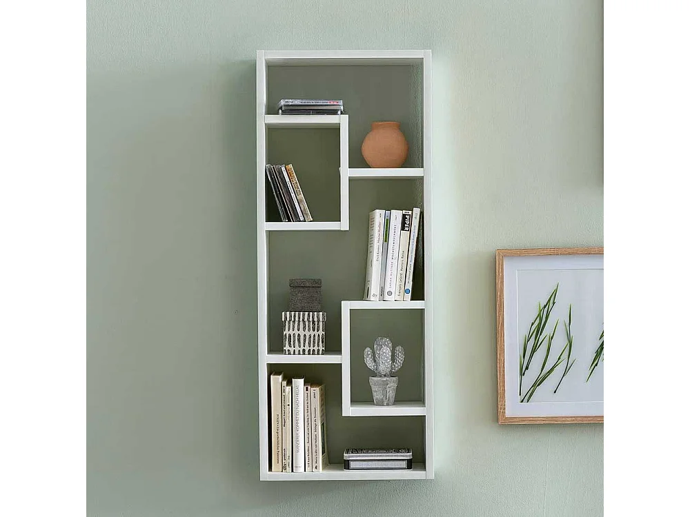 Wandregal weiss in modernem Design 90 cm hoch - 36 cm breit