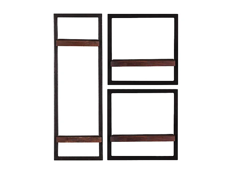 Koloniale Wandboards aus Recyclingholz Metall (dreiteilig)