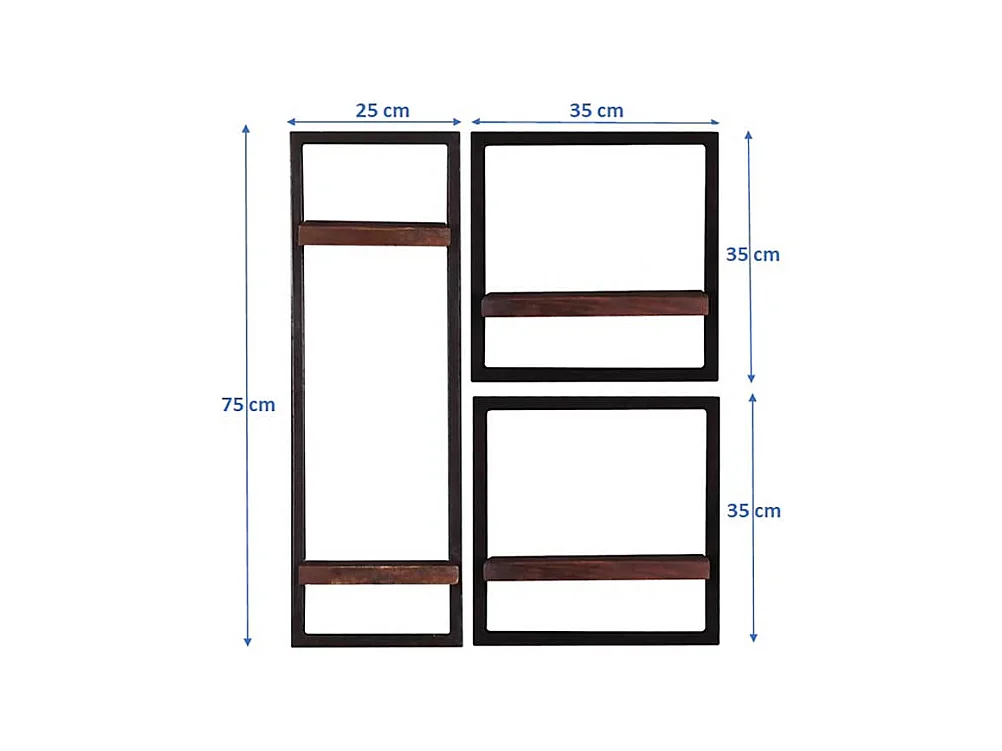 Koloniale Wandboards aus Recyclingholz Metall (dreiteilig)