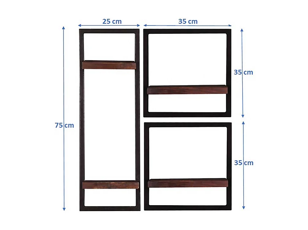 Koloniale Wandboards aus Recyclingholz Metall (dreiteilig)