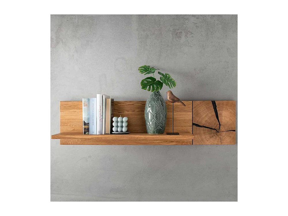 Massivholzregal aus Wildeiche geölt Hirnholz Applikation