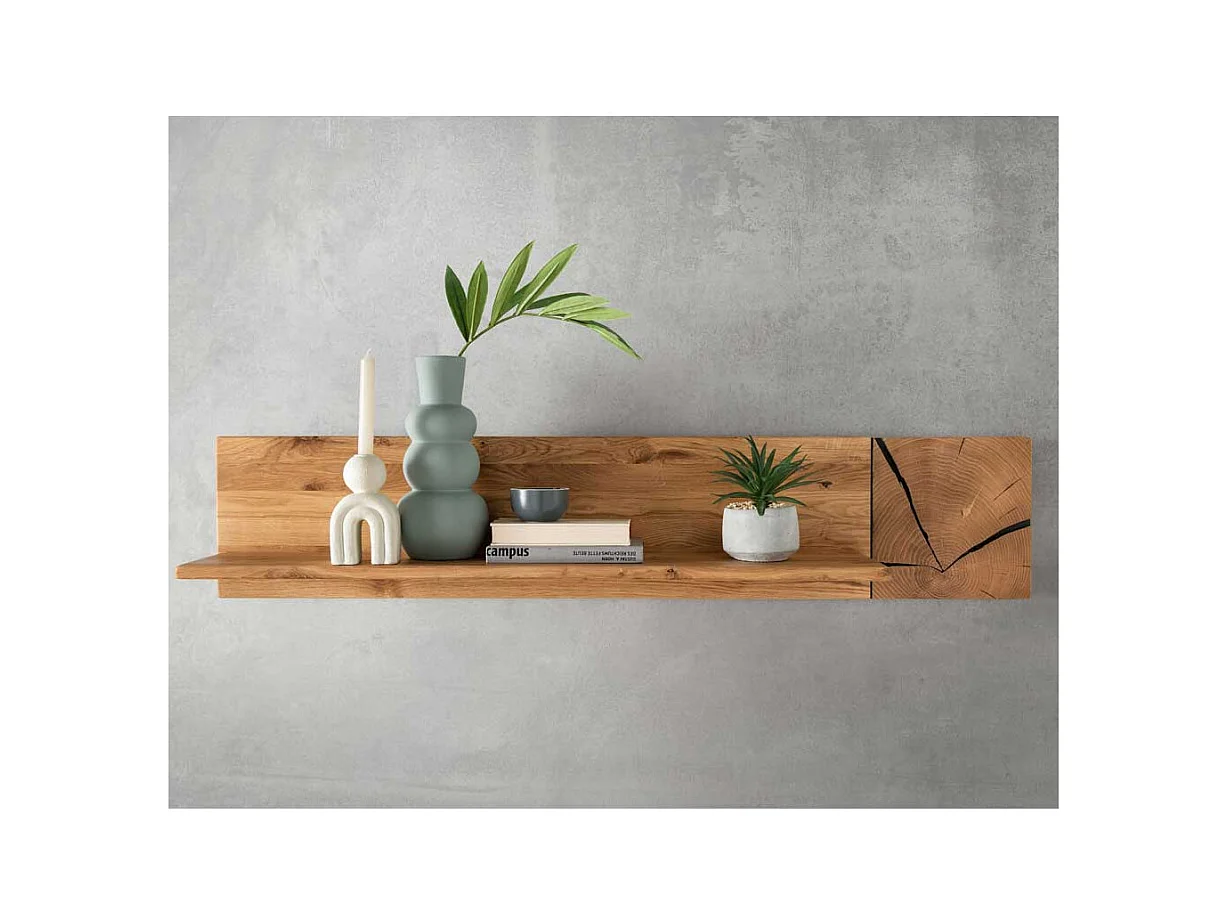 Massivholzregal aus Wildeiche geölt Hirnholz Applikation