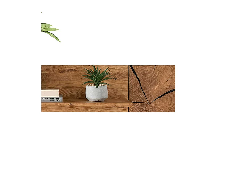 Massivholzregal aus Wildeiche geölt Hirnholz Applikation