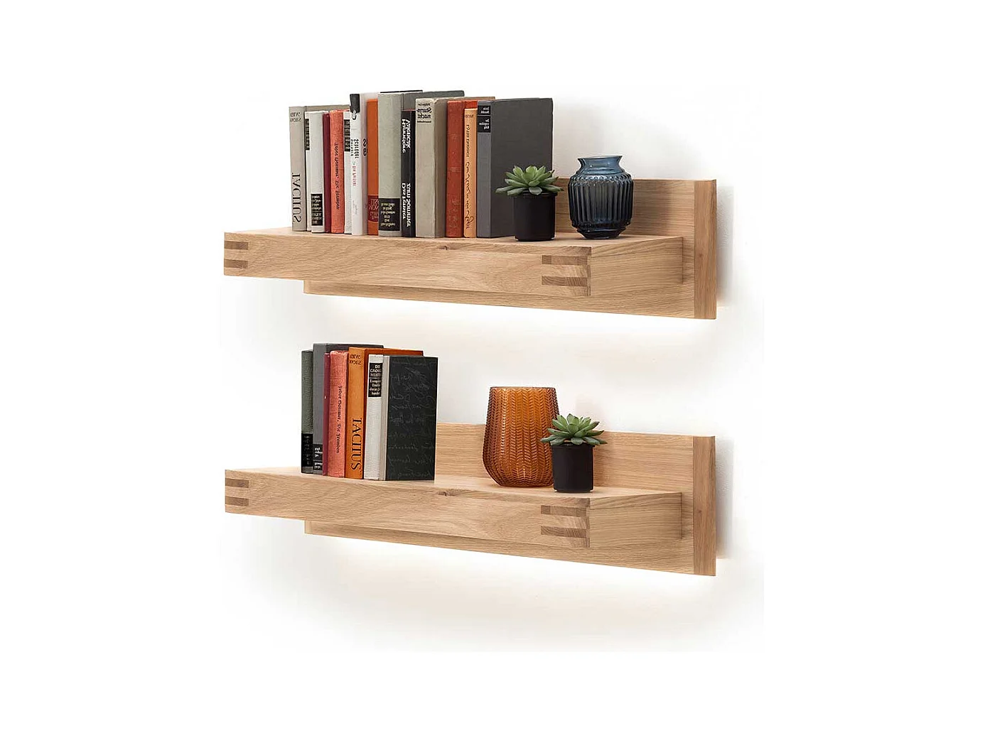 Wandboards in Balkeneiche Bianco furniert 90 cm breit (2er Set)