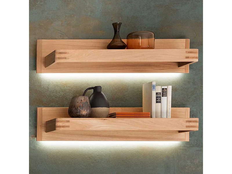 Wandboards in Balkeneiche Bianco furniert 90 cm breit (2er Set)