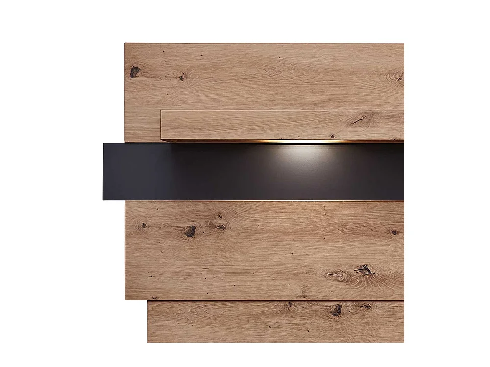 Wandboard mit Beleuchtung in Wildeichefarben Dunkelgrau