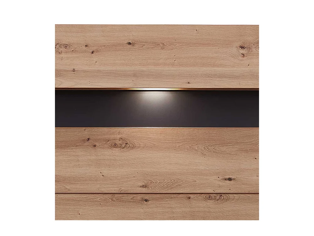 Wandboard mit Beleuchtung in Wildeichefarben Dunkelgrau