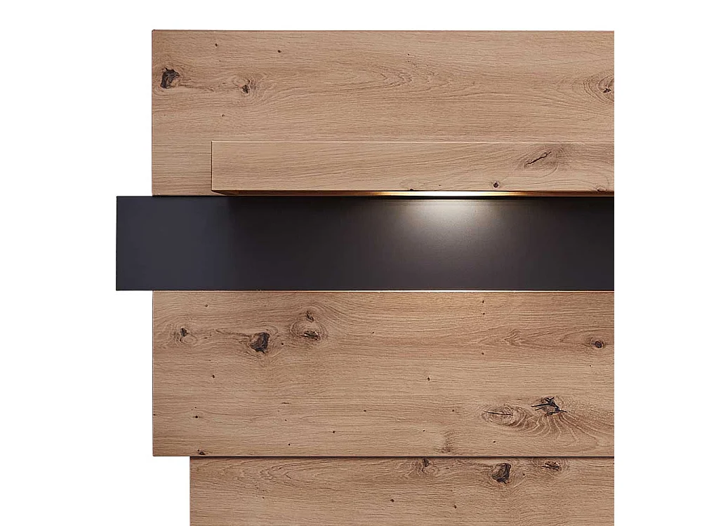 Wandboard mit Beleuchtung in Wildeichefarben Dunkelgrau