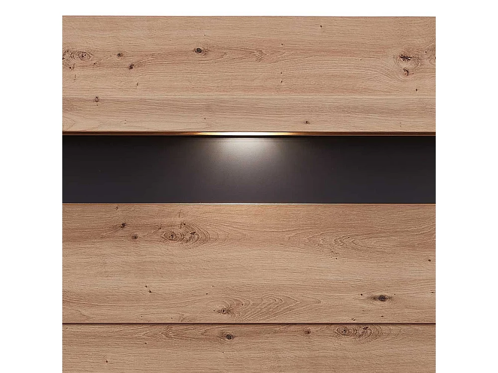 Wandboard mit Beleuchtung in Wildeichefarben Dunkelgrau