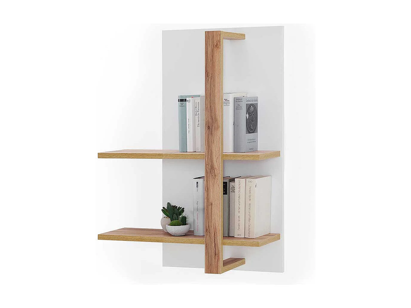 Wandregal in Weiß und Wildeiche Optik 65 cm breit