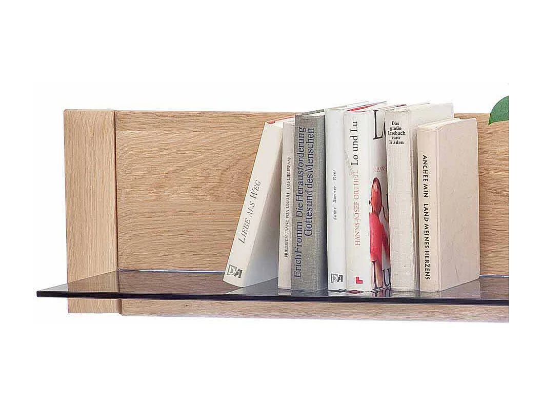 Wandregal mit Glasboden Eiche Bianco