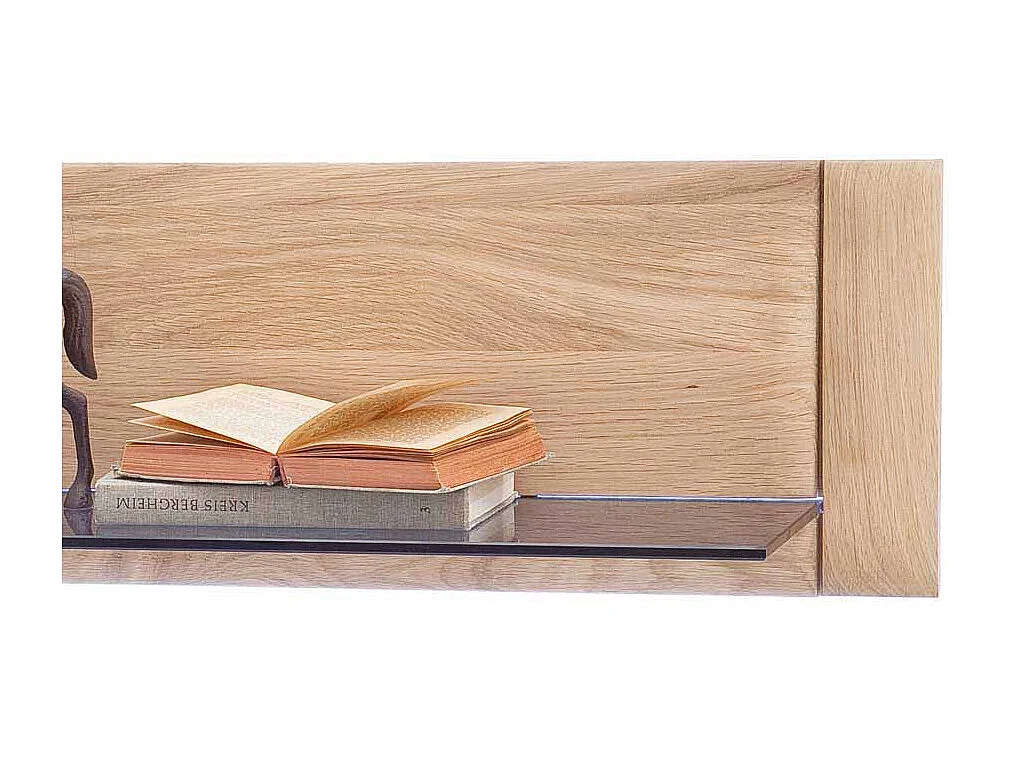 Wandregal mit Glasboden Eiche Bianco