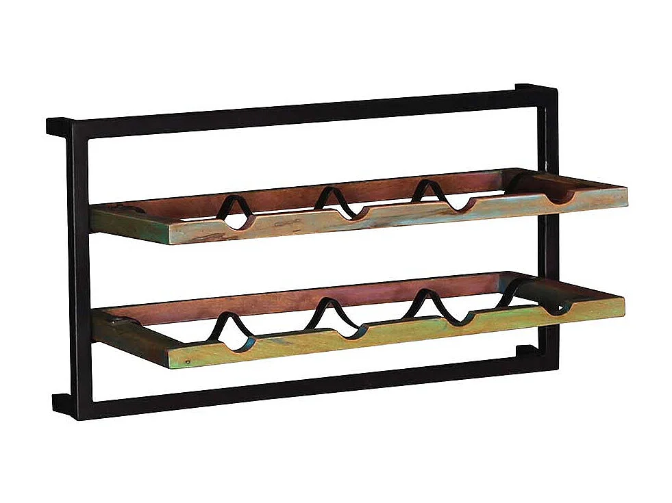 Shabby Regal Set mit Weinaufbewahrung Schwarz und Bunt (fünfteilig)