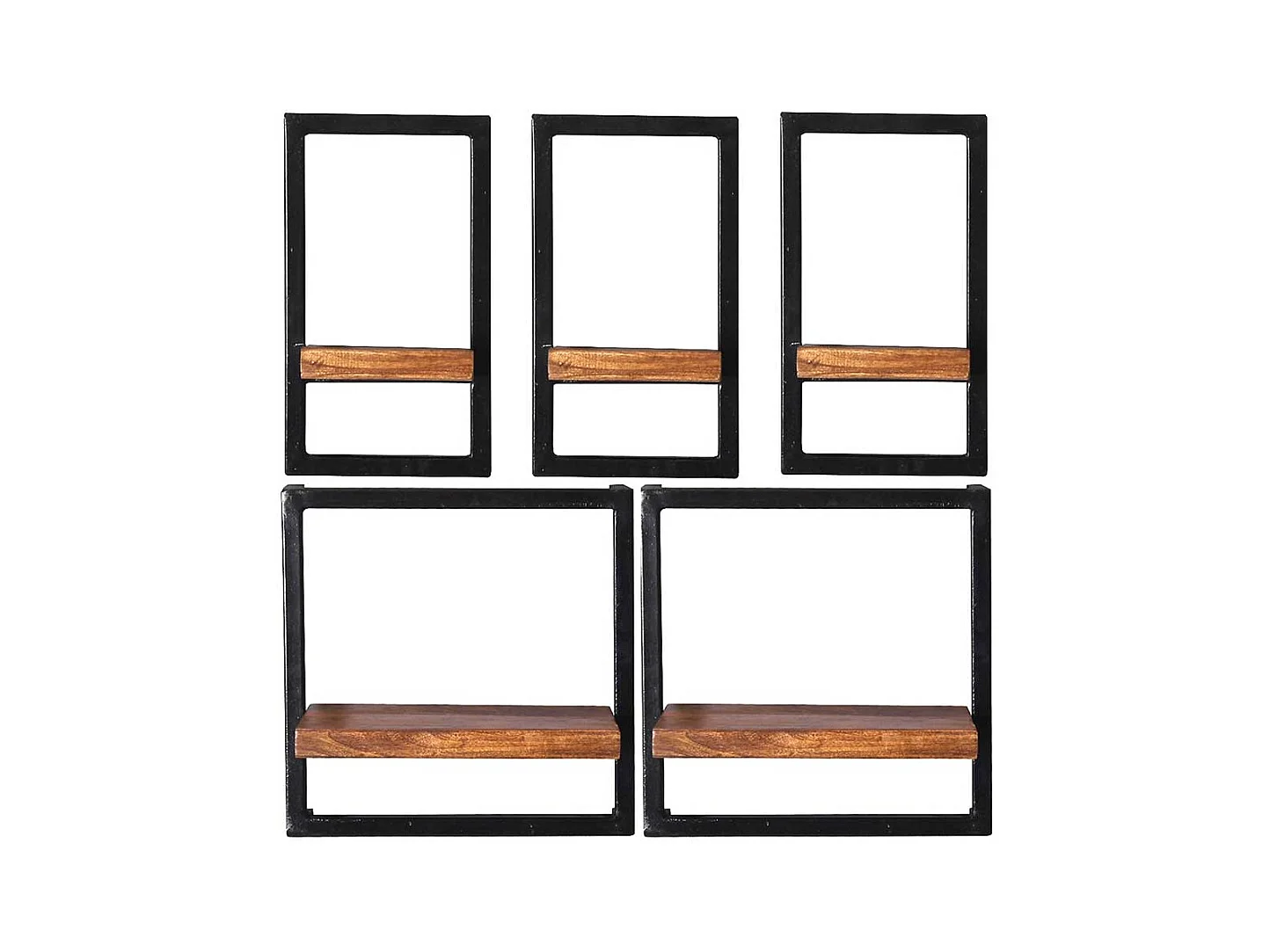 Wohnzimmerregal Set mit Holzböden Metallrahmen (fünfteilig)