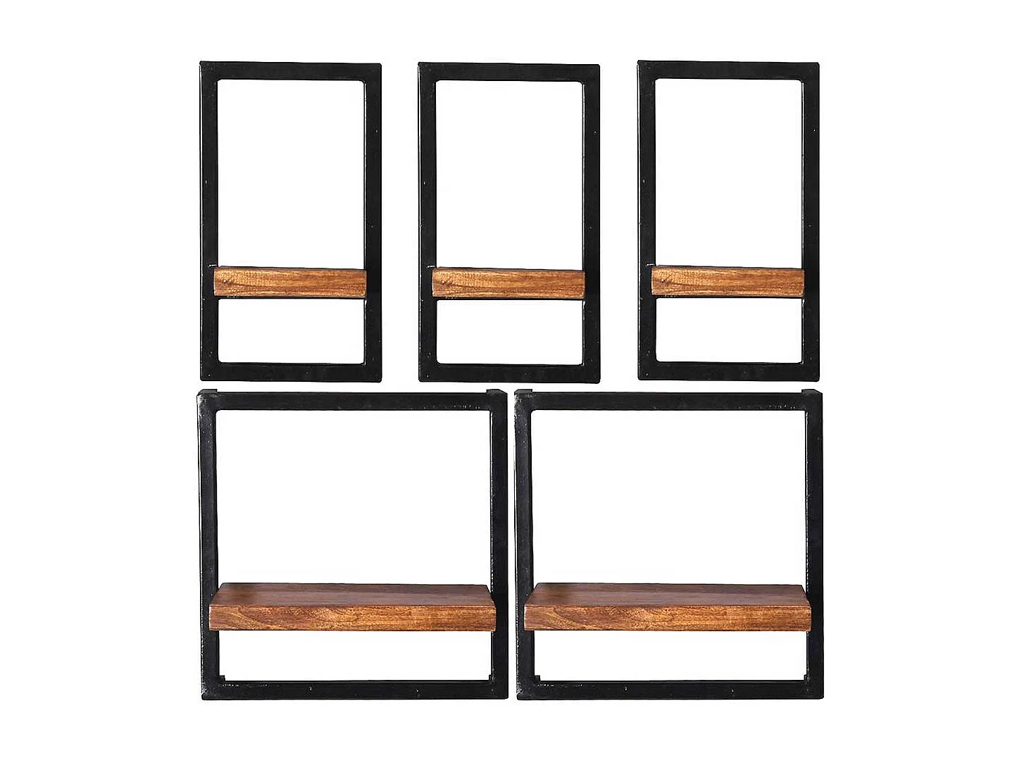 Wohnzimmerregal Set mit Holzböden Metallrahmen (fünfteilig)