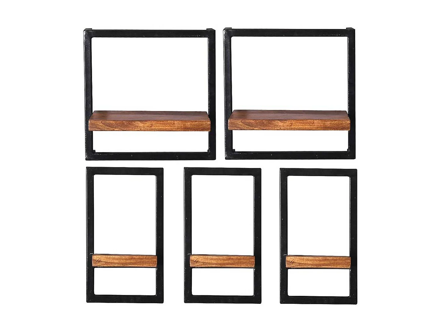 Wohnzimmerregal Set mit Holzböden Metallrahmen (fünfteilig)