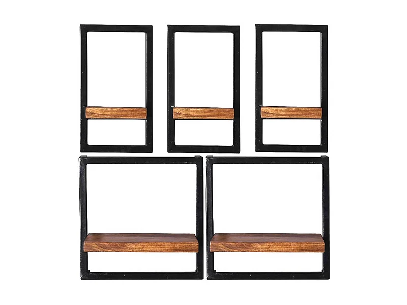 Wohnzimmerregal Set mit Holzböden Metallrahmen (fünfteilig)