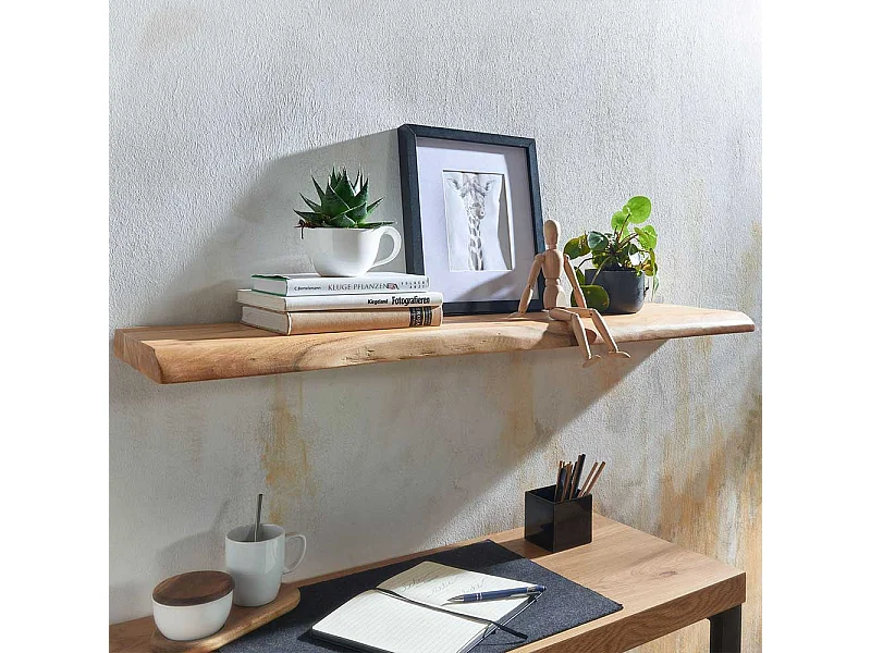 Baumkanten Wandboard aus Akazie Massivholz 26 cm tief