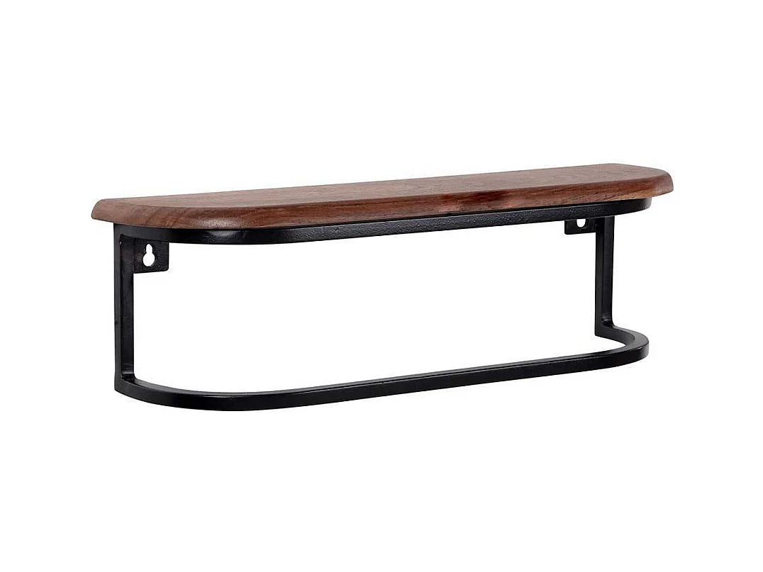 Wandregal Handtuchregal aus Metall und Sheesham Massivholz