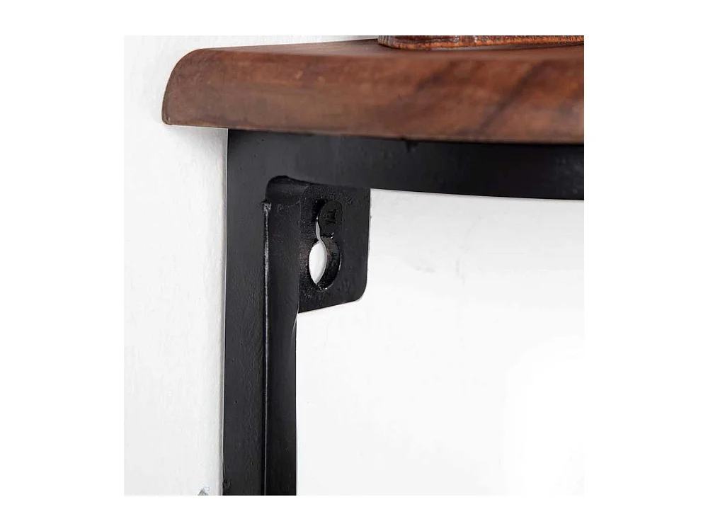 Wandregal Handtuchregal aus Metall und Sheesham Massivholz