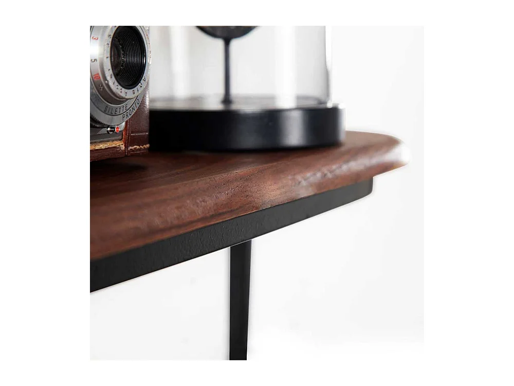 Wandregal Handtuchregal aus Metall und Sheesham Massivholz