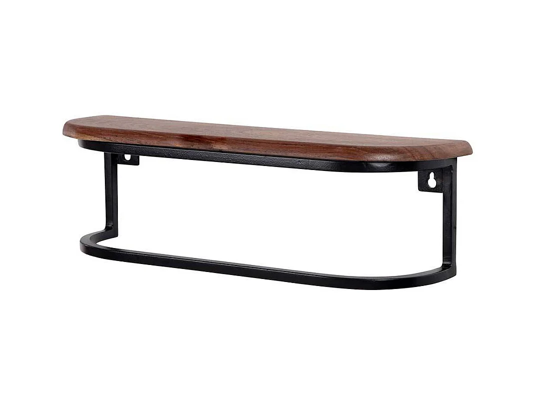 Wandregal Handtuchregal aus Metall und Sheesham Massivholz