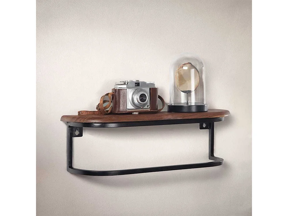 Wandregal Handtuchregal aus Metall und Sheesham Massivholz