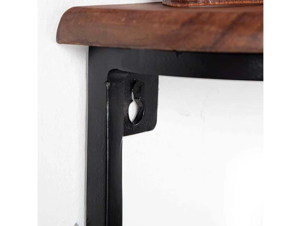 Wandregal Handtuchregal aus Metall und Sheesham Massivholz