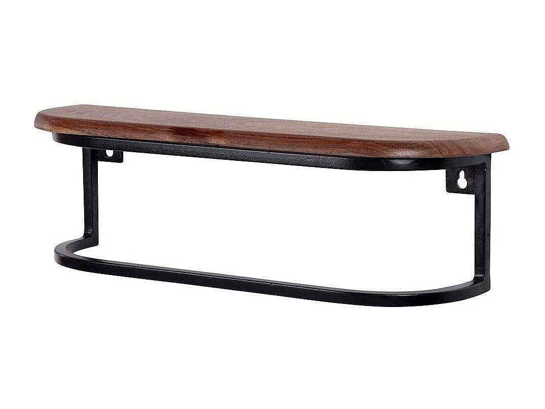 Wandregal Handtuchregal aus Metall und Sheesham Massivholz