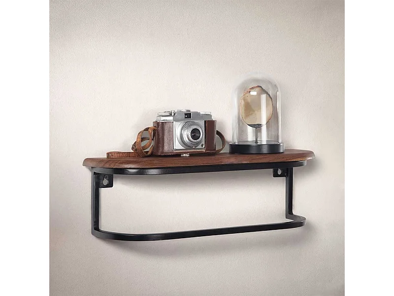 Wandregal Handtuchregal aus Metall und Sheesham Massivholz
