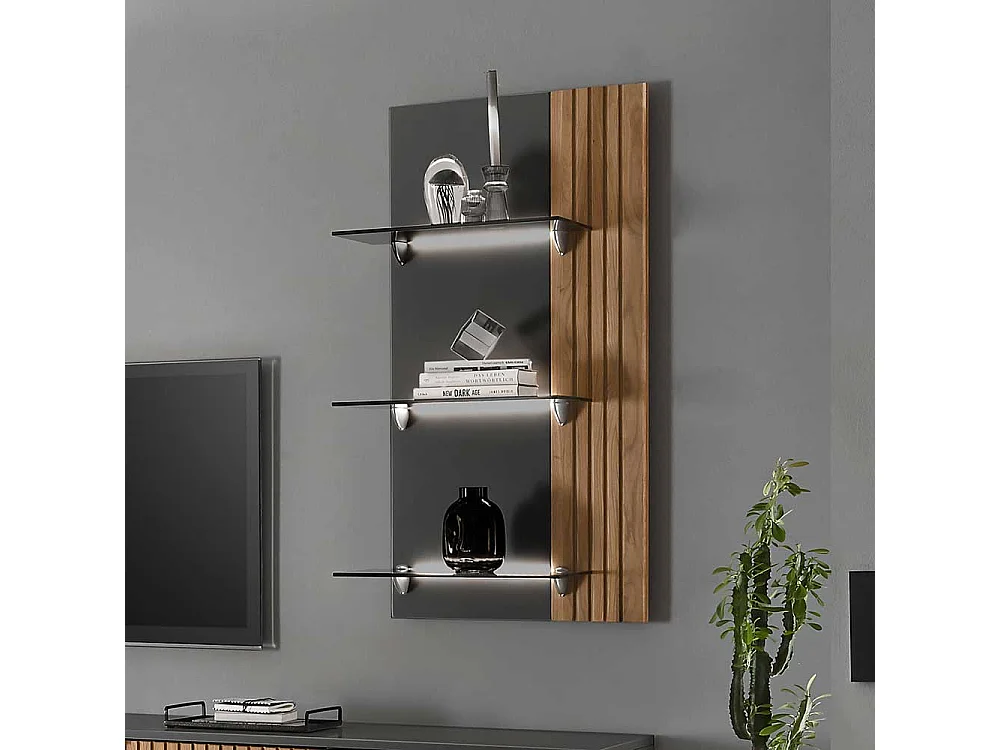 Wandregal mit Glasböden mit LED Beleuchtung modernem Design