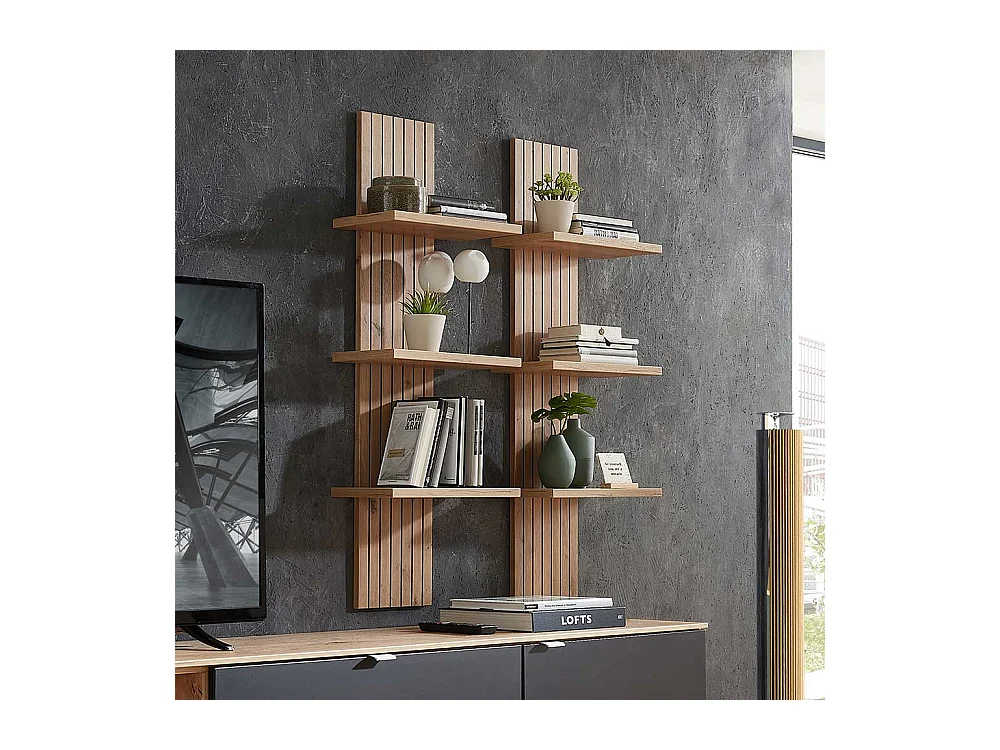 H�ngeregal Wohnzimmer modern in Wildeichefarben 120 cm hoch