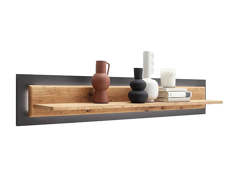 Wandhängeregal in Wildeichefarben und Anthrazit optional mit LED Beleuchtung