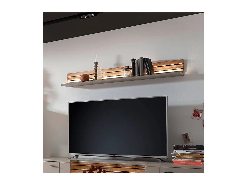 Wandboard Wand Regal in Wildeichefarben und Grau