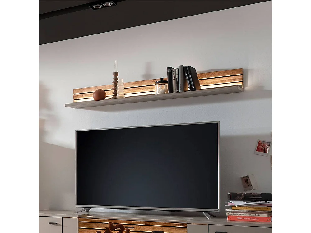 Wandboard Wand Regal in Wildeichefarben und Grau