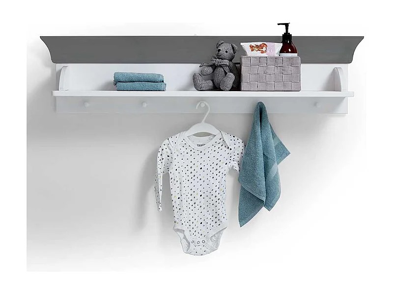 Wandhängeregal für Babyzimmer Weiß Kiefer massiv