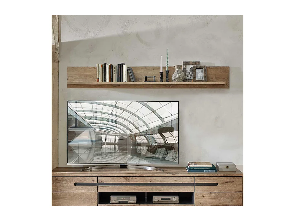 Wohnzimmer Regal hängend in Wildeichefarben 185 cm breit