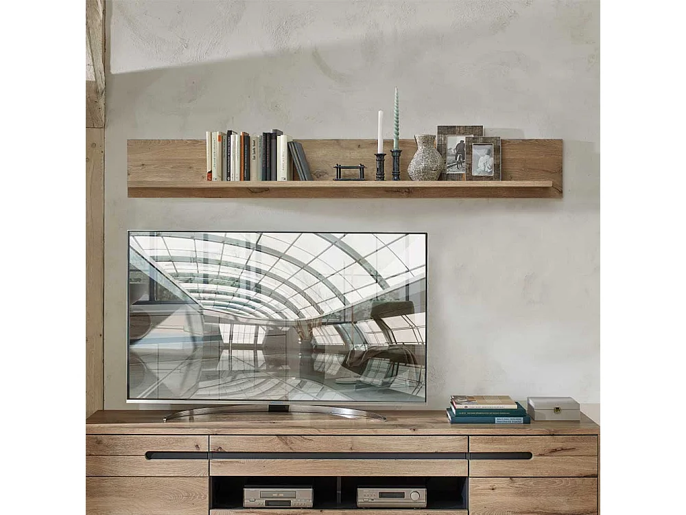 Wohnzimmer Regal hängend in Wildeichefarben 185 cm breit