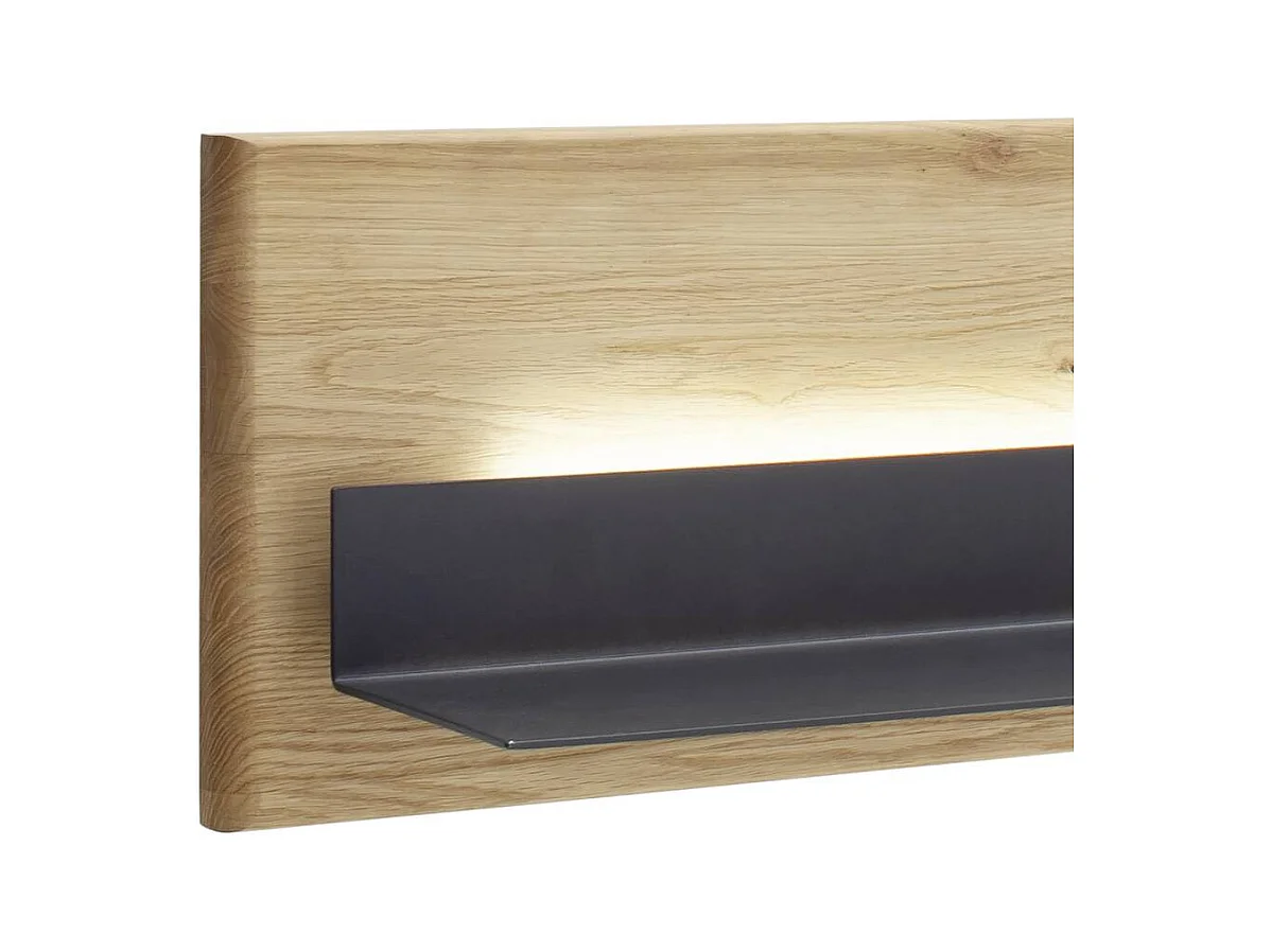 Wandboard Massivholzregal in Anthrazit und Wildeichefarben