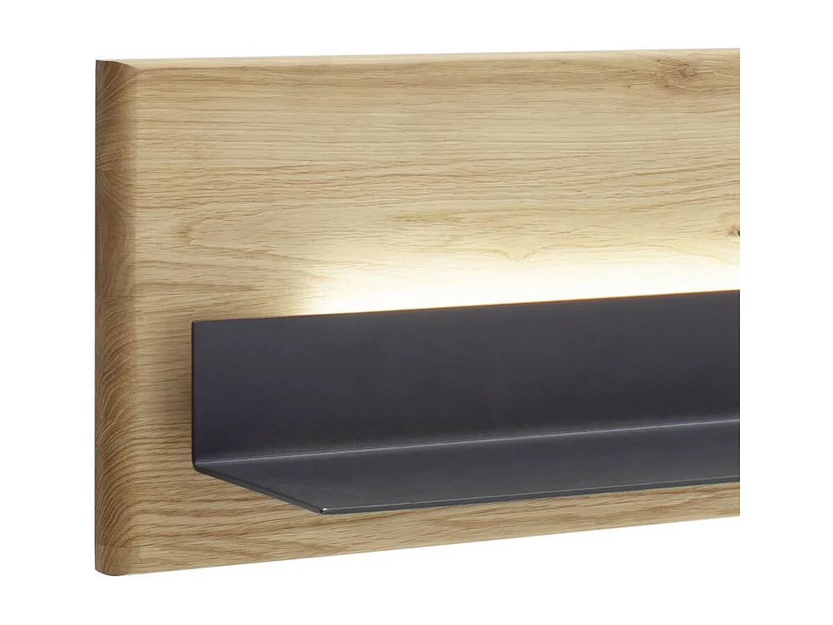 Wandboard Massivholzregal in Anthrazit und Wildeichefarben