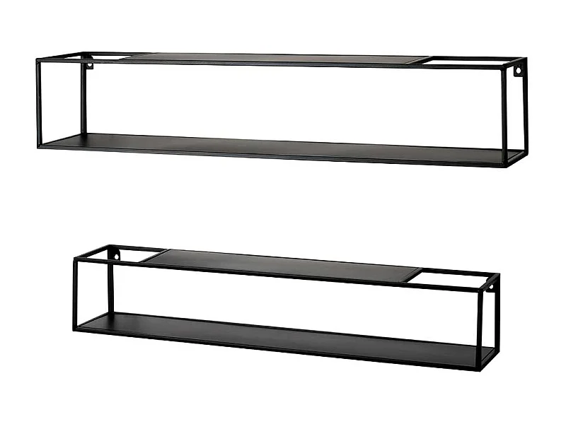 Metall Wandregale in Schwarz Industry und Loft Stil (zweiteilig)