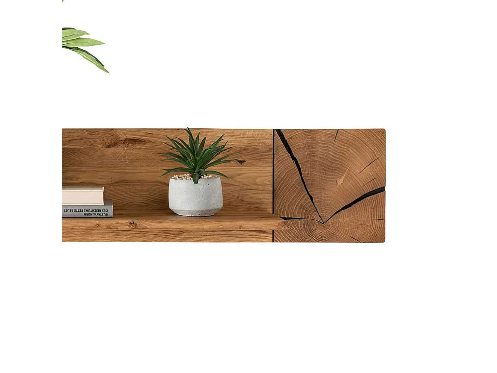 Massivholzregal aus Wildeiche geölt Hirnholz Applikation